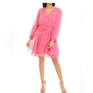 Elegant Pink Wrap Dress